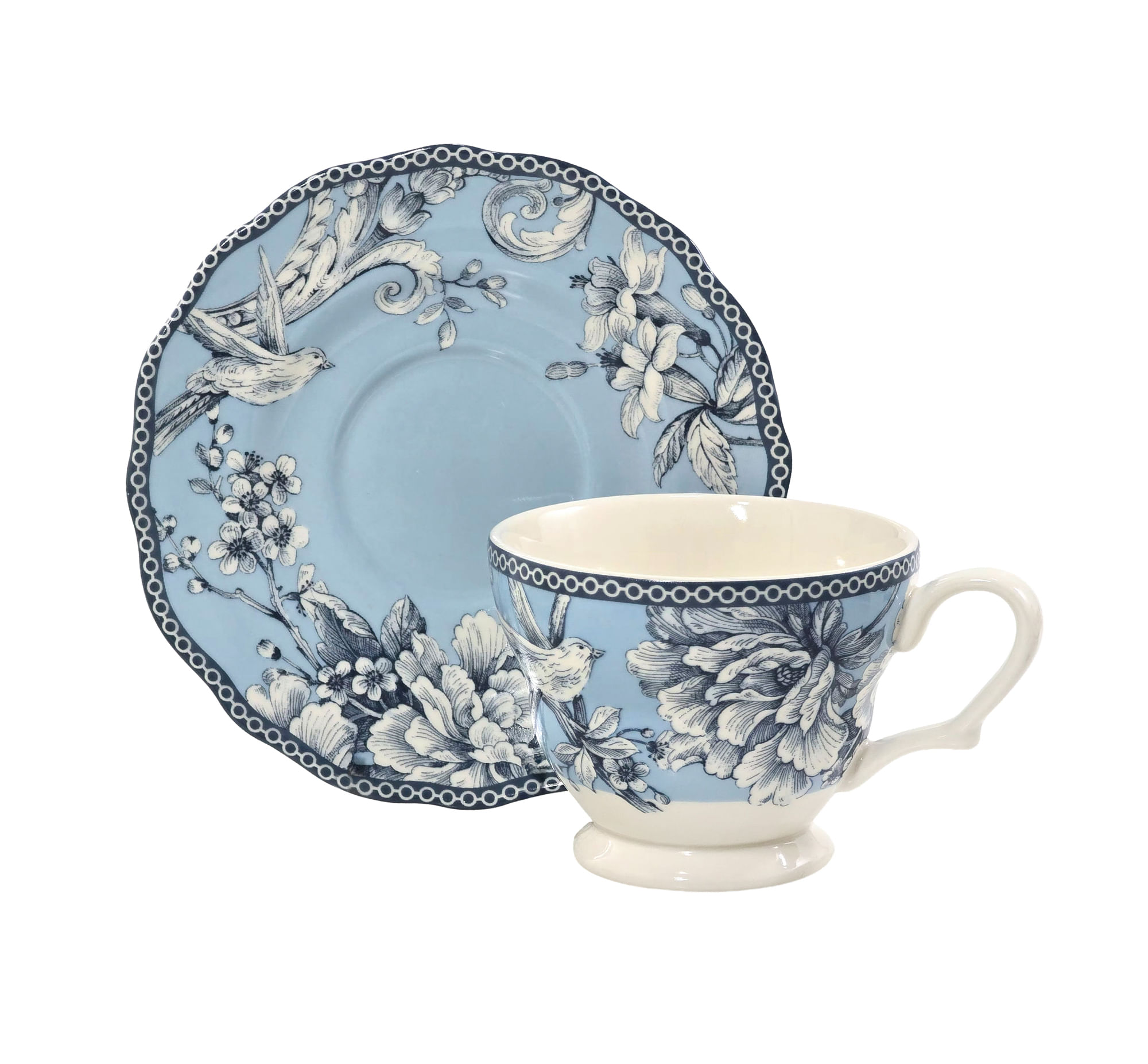 Conjunto de Bowls Com 6 Unidades De 13,5x7cm Turquesa Com Filet